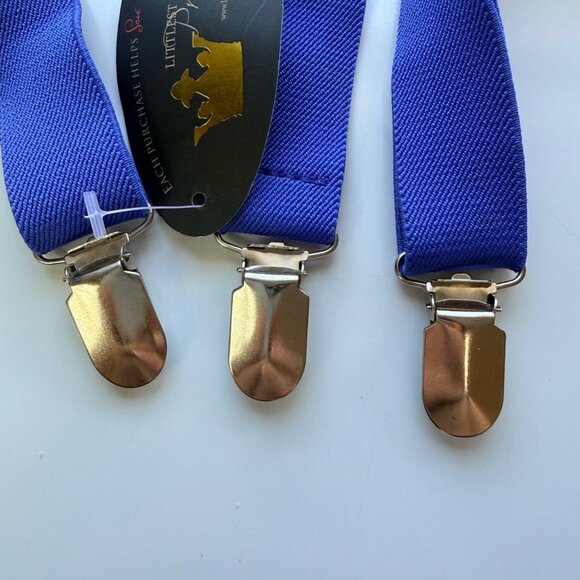 Littlest Prince Couture Suspenders Large Adjustable Blue Polyester Clips - Picture 2 of 5